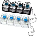 4Keys Mechanical Keyboard Electronic Luminous Transparent Crystal Height Pressure Reduction Finger Button Anti Stress Keycap Toy Schoolbag Pendant Keychain Decompression Clicker Gadget Gift